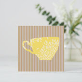 カップモダンとストライプスクエアグリーティングカード (スタンド正面)