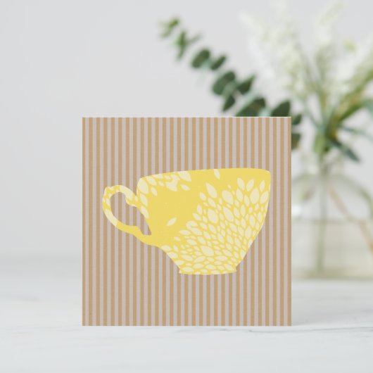 カップモダンとストライプスクエアグリーティングカード (スタンド正面)