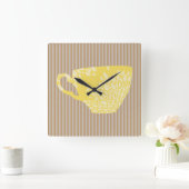 カップモダンとストライプ スクエア壁時計 (ホーム)