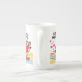 カップルおもしろいや友達でかわいいバレンタインデー ボーンチャイナマグカップ (裏面)