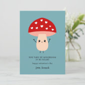 カップルおもしろいキノコハートハッピーバレンタイン シーズンカード (スタンド正面)