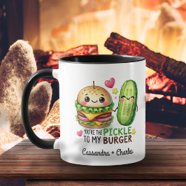 カップルおもしろいギフト「Pickle to My Burger」カスタム マグカップ