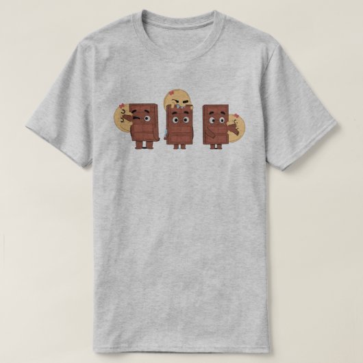 カップルおもしろいマッチングラブパンケ食べ物ーキのチョコ Tシャツ (デザイン正面)