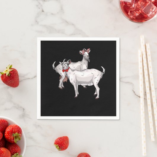 カップルおもしろいヤギかわいいヤギの飼い主アニマルギフト スタンダードカクテルナプキン (インサイチュ)