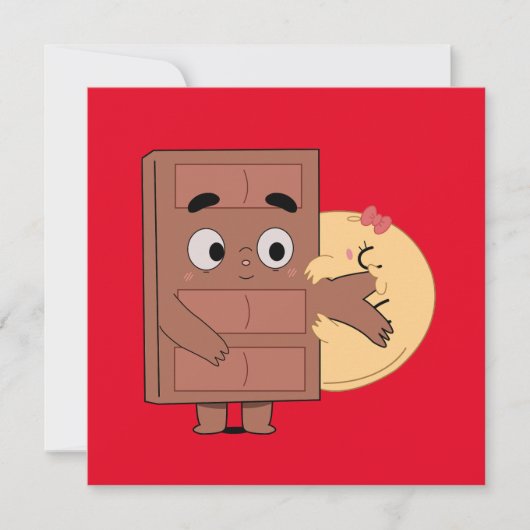 カップルおもしろいラブパンケーキ食べ物チョコ 招待状 (正面)