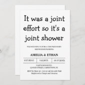 カップルおもしろい白黒ベビーシャワー 招待状 (正面/裏面)