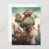 カップルお洒落シーン超現実的 ポストカード (正面/裏面)