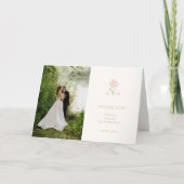 カップルかわいらしフローラモノグラム結婚ズ サンキューカード (正面)