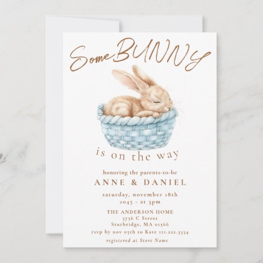 カップルがシャワーを浴びる途中のバニー 招待状 (正面)