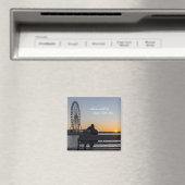 カップルがベンチで夕日を見る マグネット (インサイチュ (食洗機))