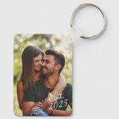 カップルが付き合って記念日2枚の写真 キーホルダー (裏面)