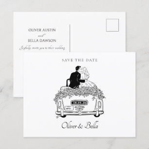 カップルが車に乗結婚る ポストカード