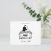 カップルが車に乗結婚る ポストカード (スタンド正面)