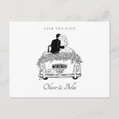 カップルが車に乗結婚る ポストカード (正面)