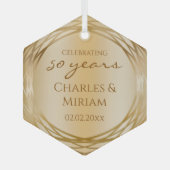カップルが50周年記念結婚贈り物を命名 ガラスオーナメント (正面)