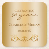 カップルが50周年記念結婚贈り物を命名 スクエアペーパーコースター (正面)