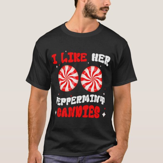 カップルでおそろい クリスマス ペパーミントが好きな彼女 C Tシャツ (正面)