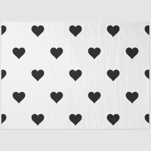 カップルでかわいいロマンチックな白黒ハート 薄葉紙 (正面)