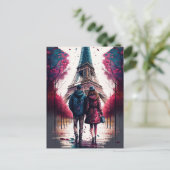 カップルでエッフェルタワーパリフランス ポストカード (スタンド正面)