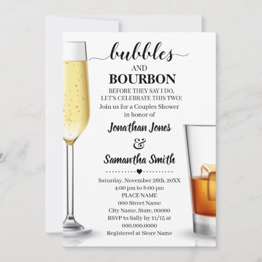 カップルでシャワーを浴びる前の泡とバーボン 招待状 (正面)