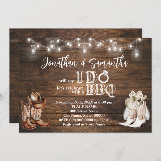 カップルでシャワーを浴びる前の西BBQ 招待状 (正面/裏面)