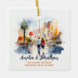 カップルでラスベガスネバダ水彩旅行 セラミックオーナメント