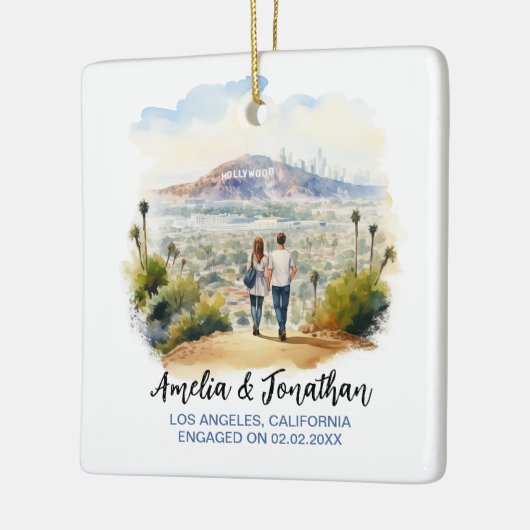 カップルでロサンゼルスカリフォルニア水彩旅行 セラミックオーナメント (左)
