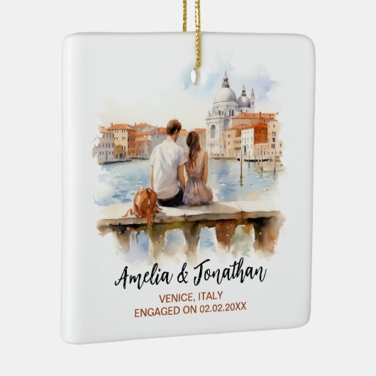 カップルでヴェネツィアイタリア水彩旅行 セラミックオーナメント (右)