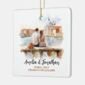 カップルでヴェネツィアイタリア水彩旅行 セラミックオーナメント (左)