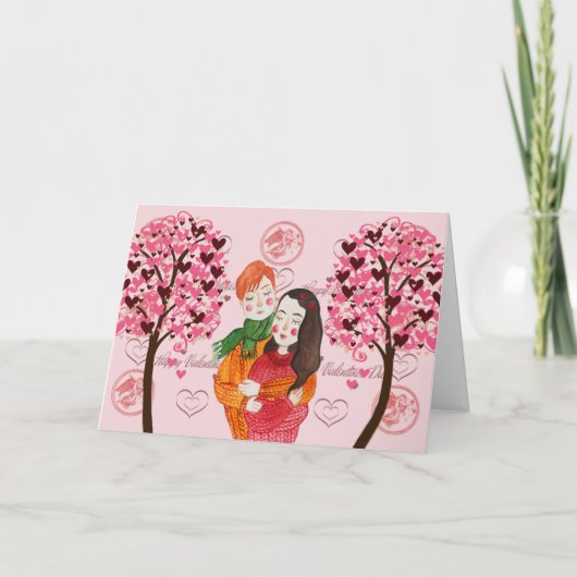 カップルで恋人にバレンタインデーのカード カード (正面)