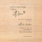 カップルで愛のブライダルでシャワーを浴びよう アクリル招待状 (正面)