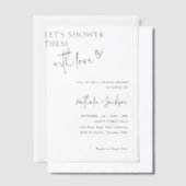 カップルで愛のブライダルでシャワーを浴びよう ベラム紙招待状 (オフセット)