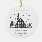 カップルとしての初めてのクリスマス、ミニマルな写真 セラミックオーナメント (正面)