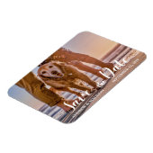 カップルとビーチ上の犬の日付を保存 マグネット (左側)