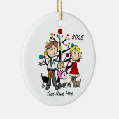 カップルとベビーガール3犬陶芸オーナメント セラミックオーナメント (右)