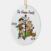 カップルと女の子，男の赤ちゃん，ドッグホリデーオーナメント セラミックオーナメント (右)