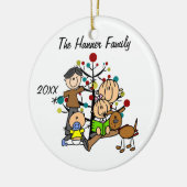 カップルと女の子，男の赤ちゃん，ドッグホリデーオーナメント セラミックオーナメント (左)