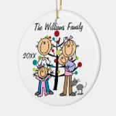 カップルと女の子，男の赤ちゃん，猫のカスタムオーナメント セラミックオーナメント (左)