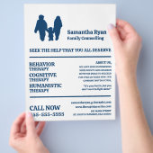 カップルと子供のデザイン，心理療法士，セラピー チラシ (手)