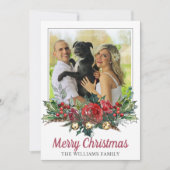 カップルと犬のクリスマスフォト植物学 シーズンカード (正面)