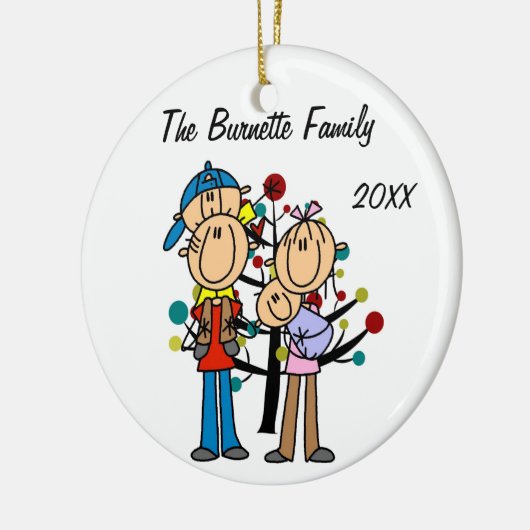 カップルと男の子、男の赤ちゃんカスタムオーナメント セラミックオーナメント (左)