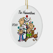 カップルと2人の女の子、犬カスタムの休日オーナメント セラミックオーナメント (右)