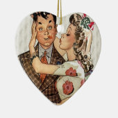 カップルに接吻するレトロの40年代 セラミックオーナメント (右)