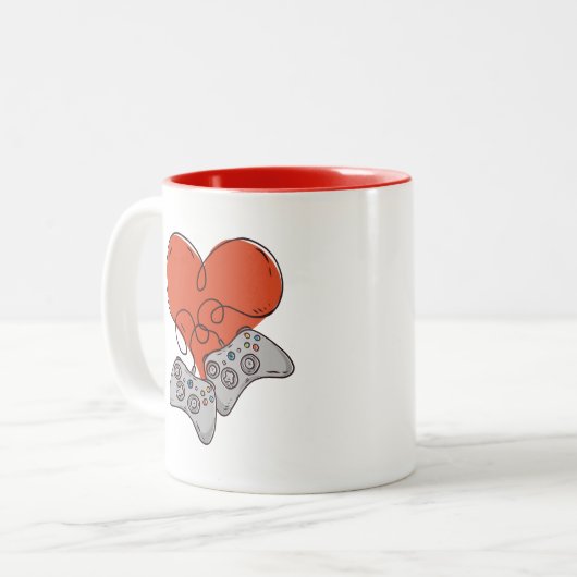 カップルのために完全なゲーマー愛 ツートーンマグカップ (正面左)