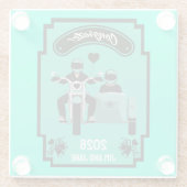 カップルのためのオートバイの結婚式の贈り物 ガラスコースター (裏面)