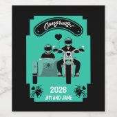 カップルのためのオートバイの結婚式の贈り物 ワインラベル (シングルラベル)