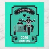 カップルのためのオートバイの結婚式の贈り物 ワインラベル (シングルラベル)