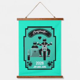 カップルのためのオートバイの結婚式の贈り物 吊り下げ型タペストリー