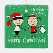 カップルのためのカスタマイズ可能なクリスマスおもしろい休日 セラミックオーナメント (裏面)