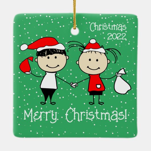カップルのためのカスタマイズ可能なクリスマスおもしろい休日 セラミックオーナメント (裏面)